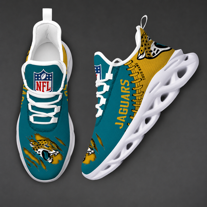 LIMITED EDITION - NEW CUSTOMIZED NFL30 JSJ JACKSONVILLE JAGUARS UNISEX MAX SOUL SHOES