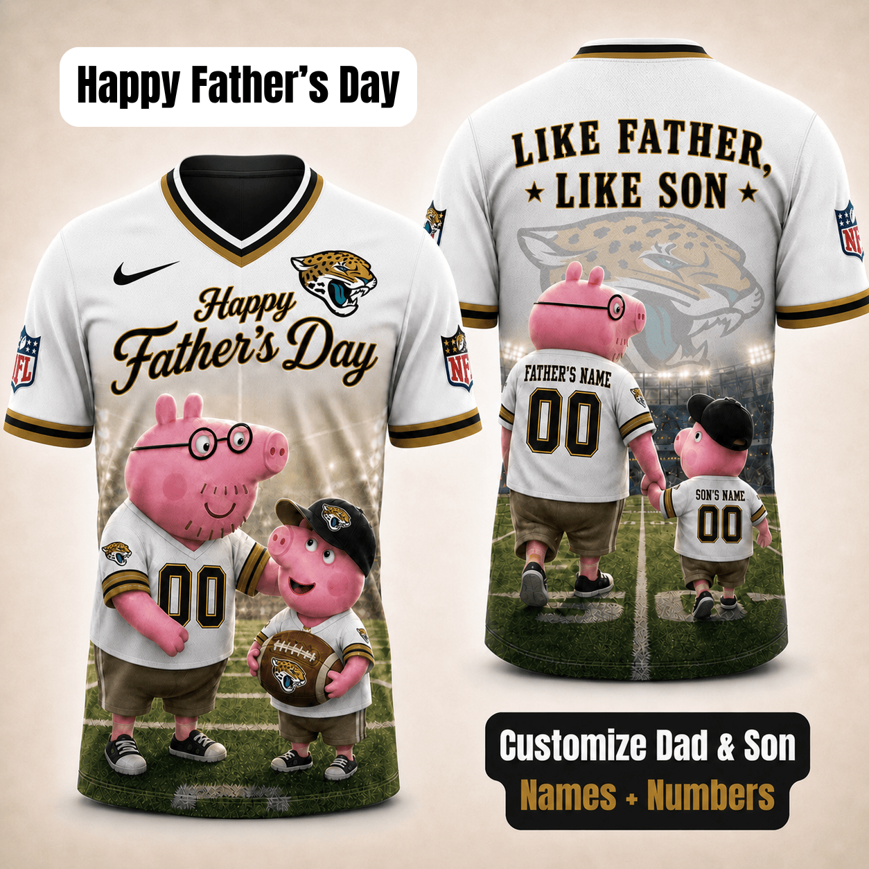 [FATHER'S DAY] NEW CUSTOMIZED NFL30 JSJ JACKSONVILLE JAGUARS FOOTBALL JERSEY