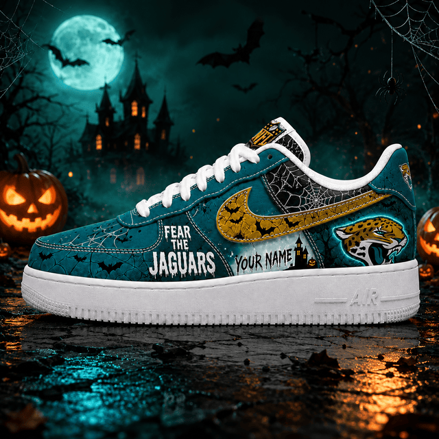 [SPECIAL OFFER] NEW CUSTOMIZED NFL30 JSJ JACKSONVILLE JAGUARS HALLOWEEN AF1 SHOES