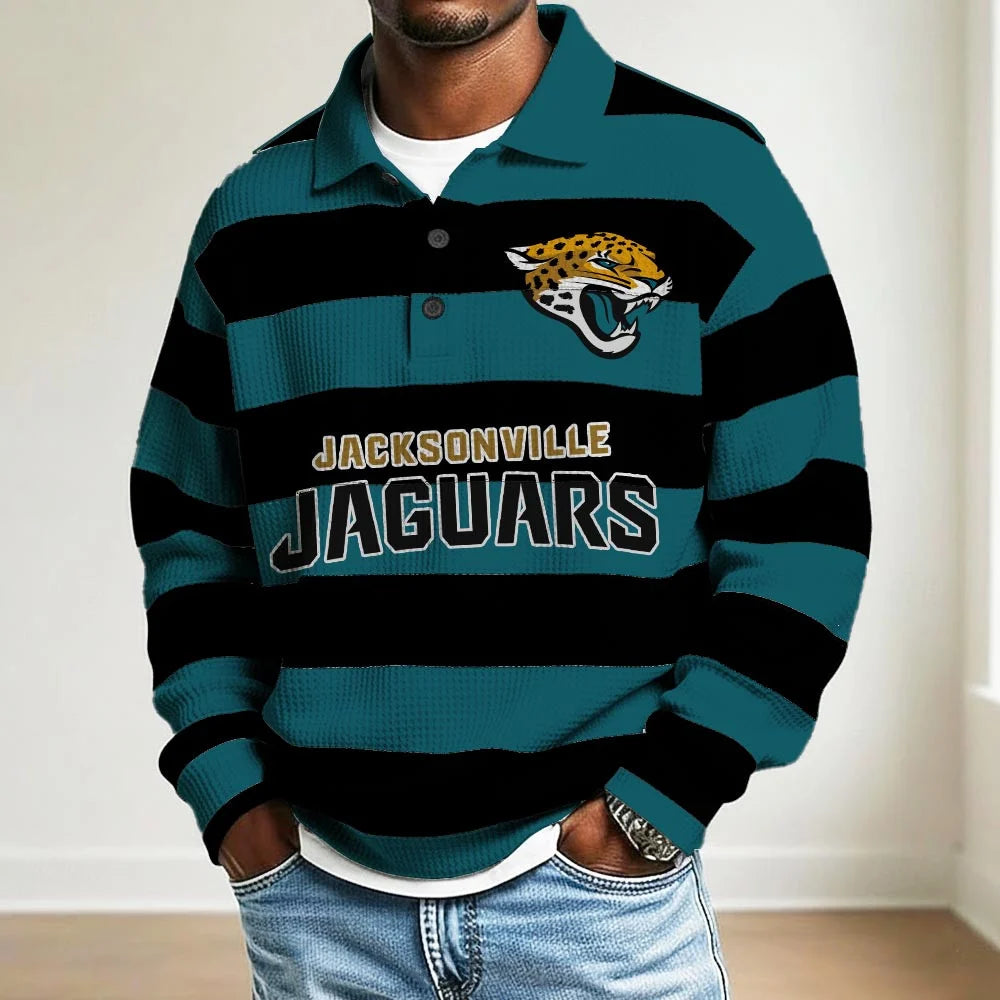 LIMITED EDITION - NEW CUSTOMIZED NFL30 JS JAGUARS MEN LONG SLEEVE POLO SHIRT