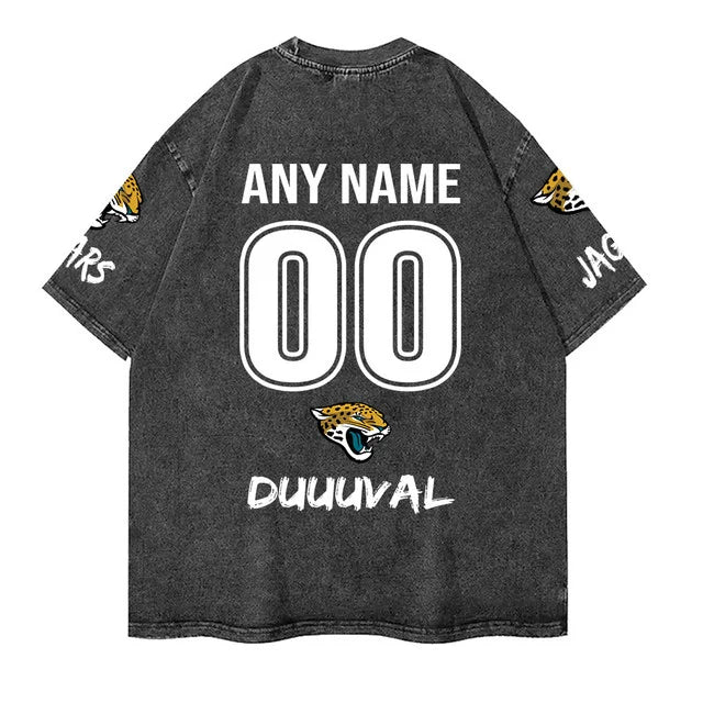 [SPECIAL OFFER] NEW CUSTOMIZED NFL30 JSJ JACKSONVILLE JAGUARS MULTICOLOR WASHED TEE