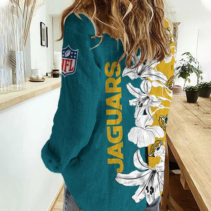 [SPECIAL OFFER] NEW CUSTOMIZED NFL30 JSJ JACKSONVILLE JAGUARS WOMEN CASUAL SHIRT FOR FAN