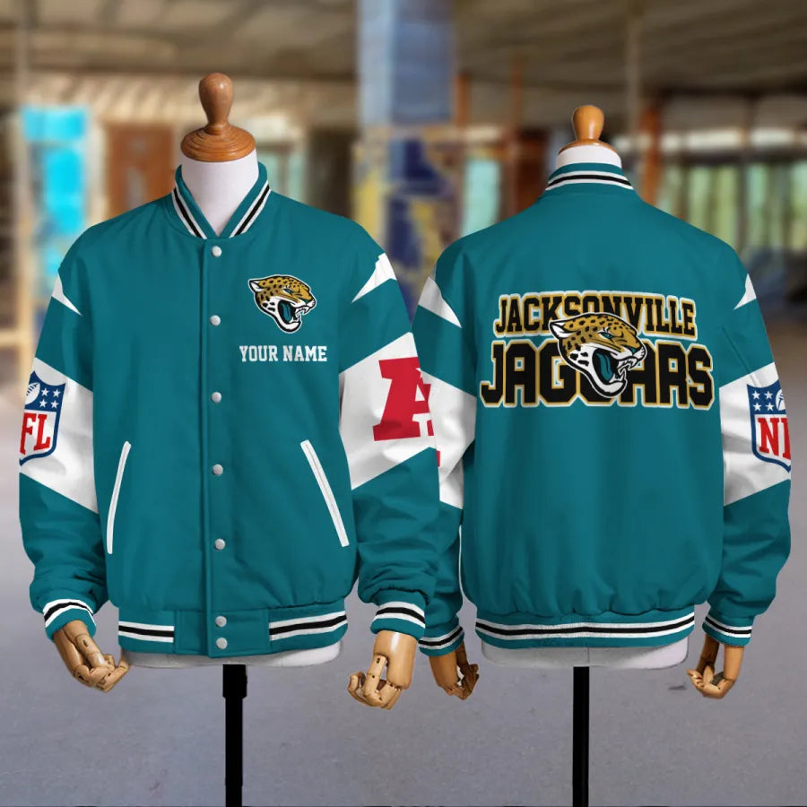 [HOT DEAL] NEW CUSTOMIZED NFL30 JSJ JACKSONVILLE JAGUARS SATIN VARSITY & BASEBALL JACKET