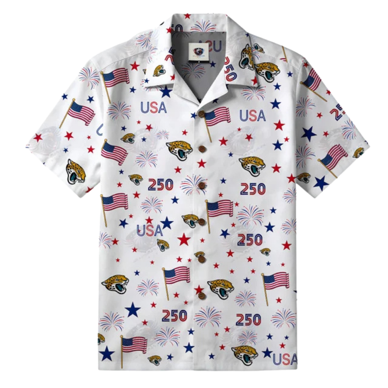 LIMITED EDITION - NEW CUSTOMIZED NFL30 JSJ JACKSONVILLE JAGUARS PATRIOTIC 250 USA HAWAIIAN SHIRT