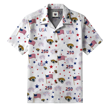 LIMITED EDITION - NEW CUSTOMIZED NFL30 JSJ JACKSONVILLE JAGUARS PATRIOTIC 250 USA HAWAIIAN SHIRT