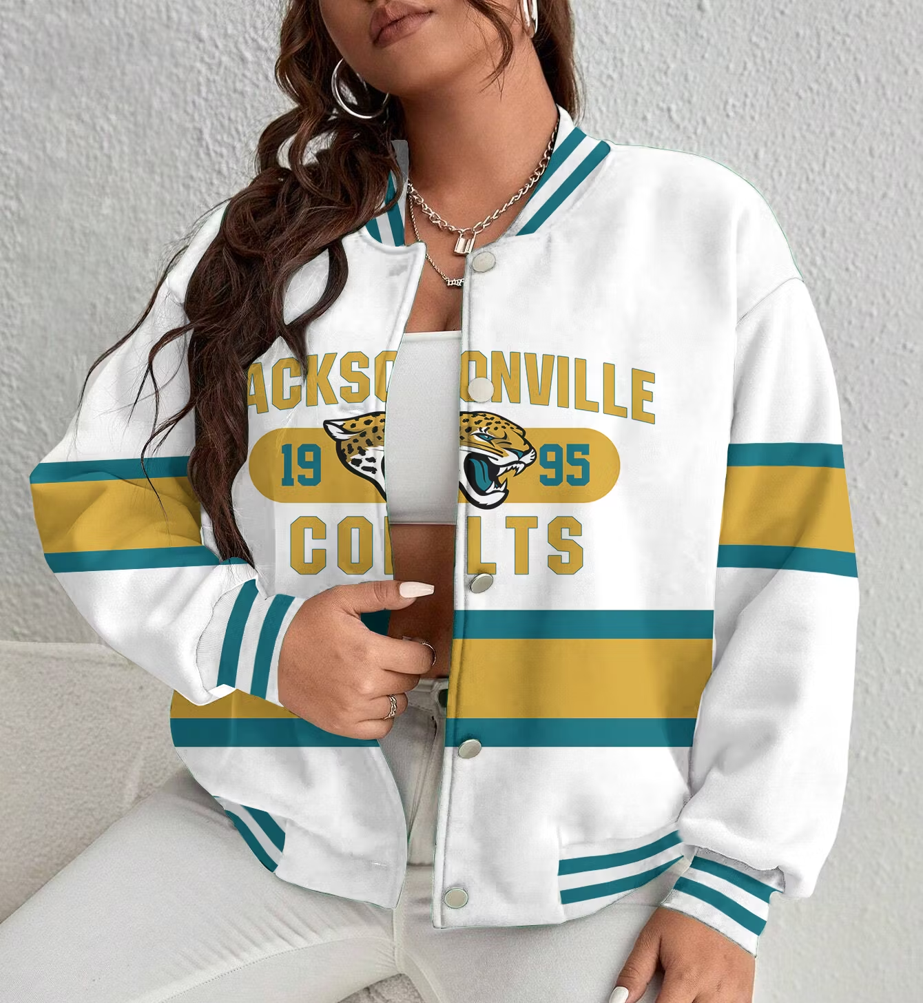 LIMITED EDITION - NEW CUSTOMIZED NFL30 JSJ JACKSONVILLE JAGUARS SATIN VARSITY & BASEBALL JACKET