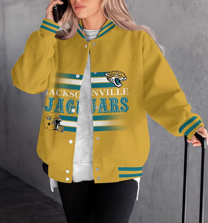 LIMITED EDITION - NEW CUSTOMIZED NFL30 JSJ JACKSONVILLE JAGUARS SATIN VARSITY & BASEBALL JACKET
