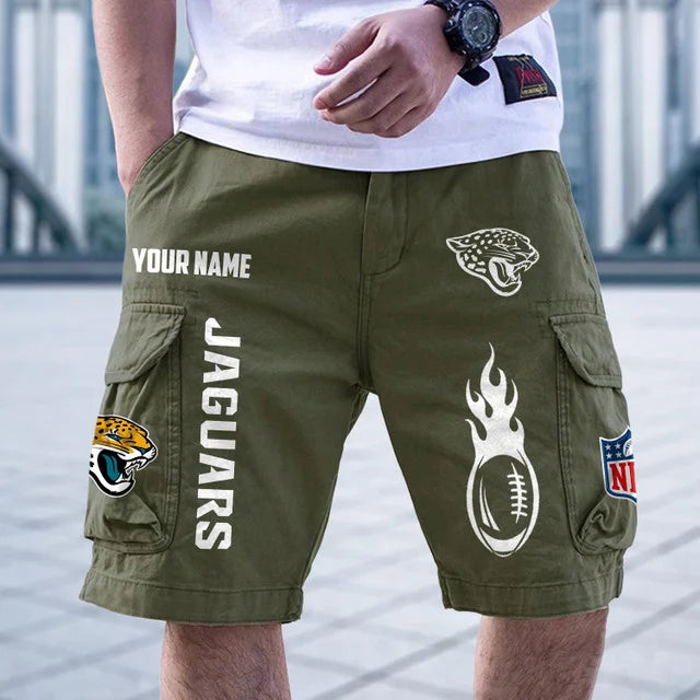 [SPECIAL OFFER] NEW CUSTOMIZED NFL30 JSJ JACKSONVILLE JAGUARS CARGO SHORTS