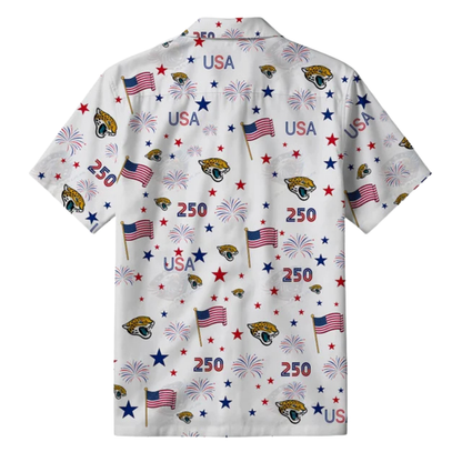 LIMITED EDITION - NEW CUSTOMIZED NFL30 JSJ JACKSONVILLE JAGUARS PATRIOTIC 250 USA HAWAIIAN SHIRT