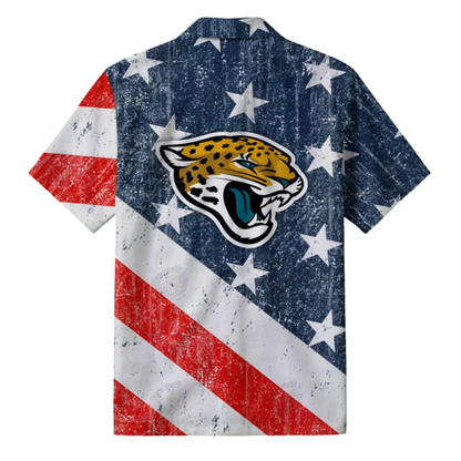 LIMITED EDITION - NEW CUSTOMIZED NFL30 JSJ JACKSONVILLE JAGUARS PATRIOTIC 250 USA HAWAIIAN SHIRT