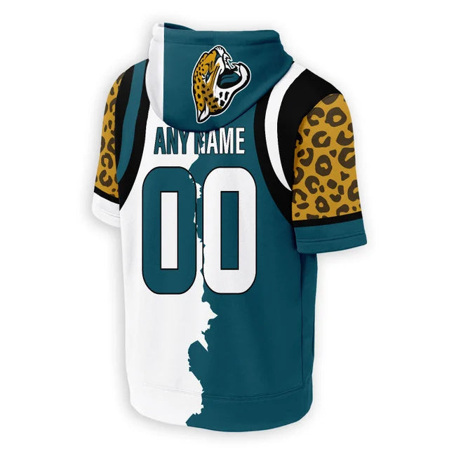 LIMITED EDITION - NEW CUSTOMIZED NFL30 JSJ JACKSONVILLE JAGUARS SHORT SLEEVE HOODIE T-SHIRT