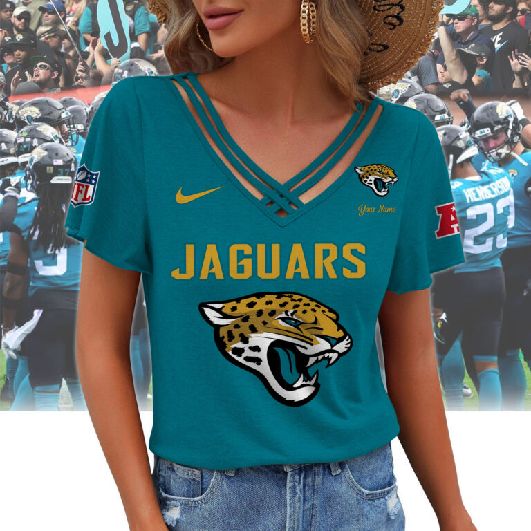 [SPECIAL OFFER] NEW CUSTOMIZED NFL30 JSJ JACKSONVILLE JAGUARS V-NECK SHIRT