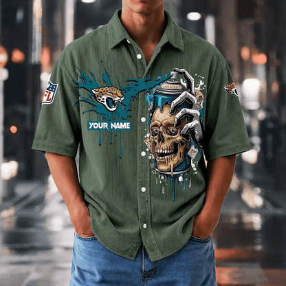 [SPECIAL OFFER] NEW CUSTOMIZED NFL30 JSJ JACKSONVILLE JAGUARS SEERSUCKER BUTTON SHIRT