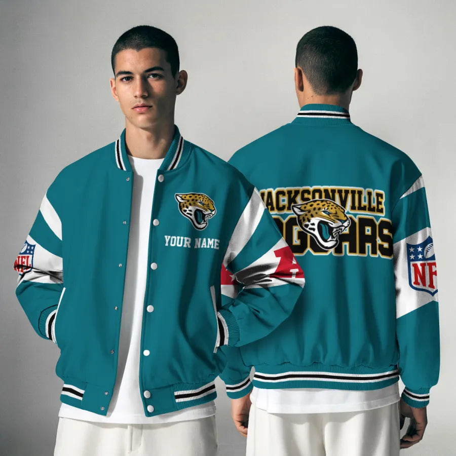 [HOT DEAL] NEW CUSTOMIZED NFL30 JSJ JACKSONVILLE JAGUARS SATIN VARSITY & BASEBALL JACKET