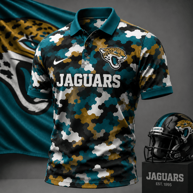 [SPECIAL OFFER] NEW CUSTOMIZED NFL30 JSJ JACKSONVILLE JAGUARS CAMO POLO SHIRT