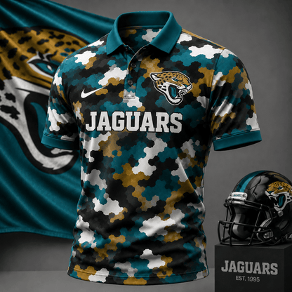 [SPECIAL OFFER] NEW CUSTOMIZED NFL30 JSJ JACKSONVILLE JAGUARS CAMO POLO SHIRT