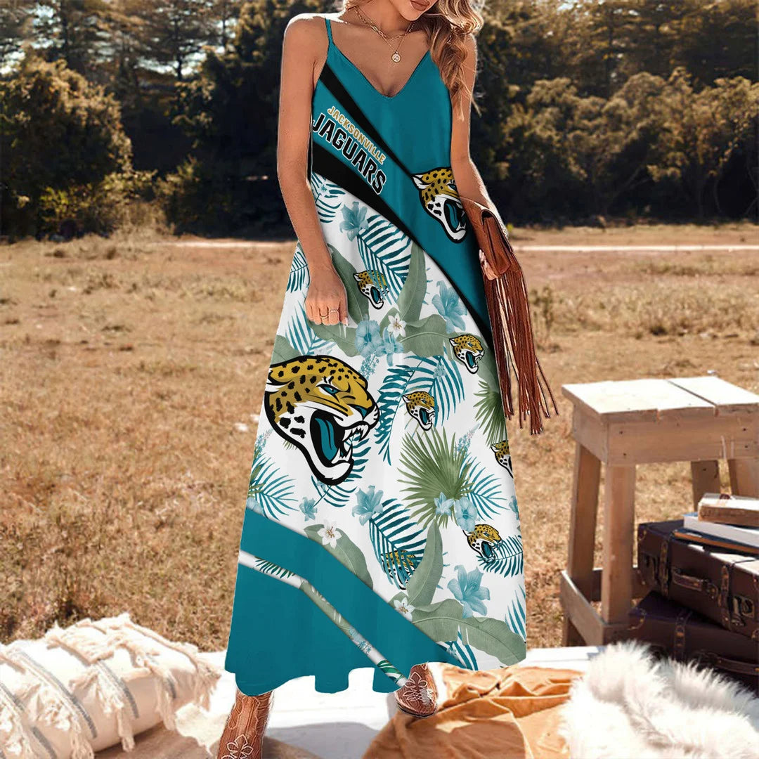 LIMITED RUN - NEW CUSTOMED NFL30 JSJ JS JAGUARS HAWAIIAN LONG DRESS