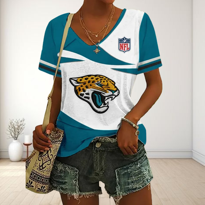 LIMITED EDITION - NEW CUSTOMIZED NFL30 JSJ JACKSONVILLE JAGUARS V-NECK FEMALE SHIRT