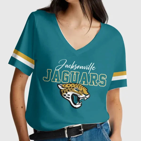 LIMITED EDITION - NEW CUSTOMIZED NFL30 JSJ JACKSONVILLE JAGUARS V-NECK FEMALE SHIRT