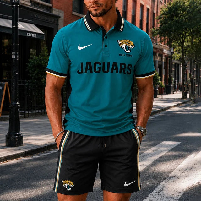 [SPECIAL OFFER] NEW CUSTOMIZED NFL30 JSJ JACKSONVILLE JAGUARS POLO SHIRT & SHORT PANTS