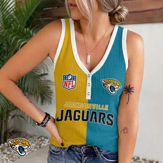 [SPECIAL OFFER] NEW CUSTOMIZED NFL30 JSJ JACKSONVILLE JAGUARS WOMEN'S V-NECK TANK TOP