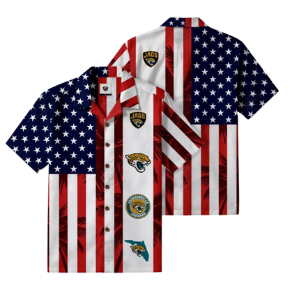 LIMITED EDITION - NEW CUSTOMIZED NFL30 JSJ JACKSONVILLE JAGUARS PATRIOTIC 250 USA HAWAIIAN SHIRT