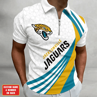 [SPECIAL OFFER] NEW CUSTOMIZED NFL30 JSJ JACKSONVILLE JAGUARS ZIP POLO SHIRT