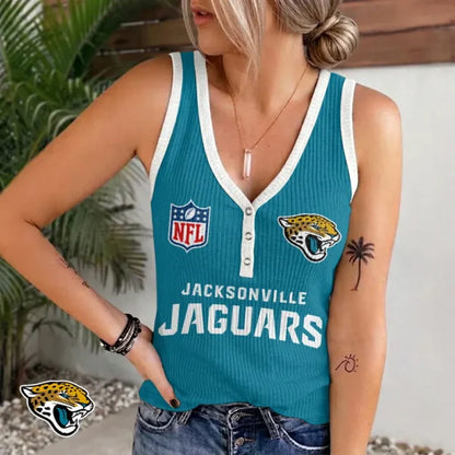[SPECIAL OFFER] NEW CUSTOMIZED NFL30 JSJ JACKSONVILLE JAGUARS WOMEN'S V-NECK TANK TOP