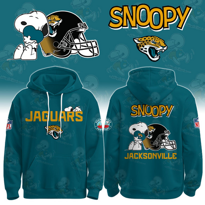 LIMITED EDITION - NEW CUSTOMIZED NFL30 JSJ JACKSONVILLE JAGUARS & SNOOPY UNISEX T-SHIRT, POLO, HOODIE & JACKETS