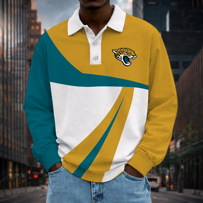 [SPECIAL OFFER] NEW CUSTOMIZED NFL30 JSJ JACKSONVILLE JAGUARS LONG SLEEVE POLO SHIRT