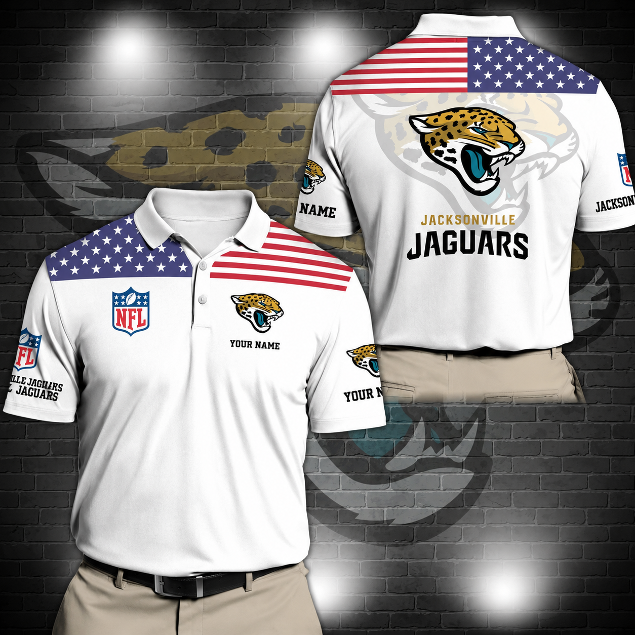 LIMITED EDITION - NEW CUSTOMIZED NFL30 JSJ JACKSONVILLE JAGUARS POLO SHIRT