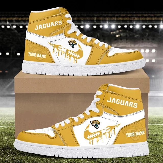 LIMITED EDITION - NEW CUSTOMIZED NFL30 JSJ JACKSONVILLE JAGUARS AIR JORDAN SNEAKERS