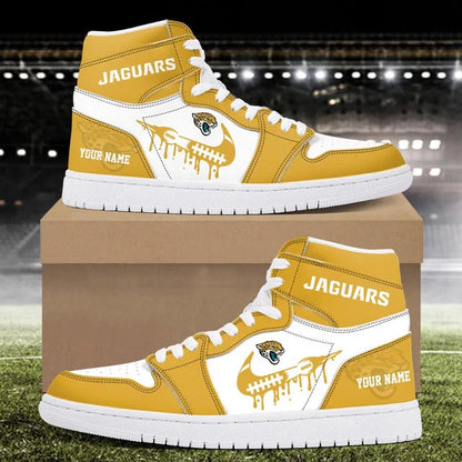 LIMITED EDITION - NEW CUSTOMIZED NFL30 JSJ JACKSONVILLE JAGUARS AIR JORDAN SNEAKERS