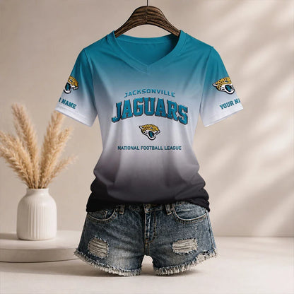 LIMITED EDITION - NEW CUSTOMIZED NFL30 JSJ JS JAGUARS V-NECK FEMALE SHIRT