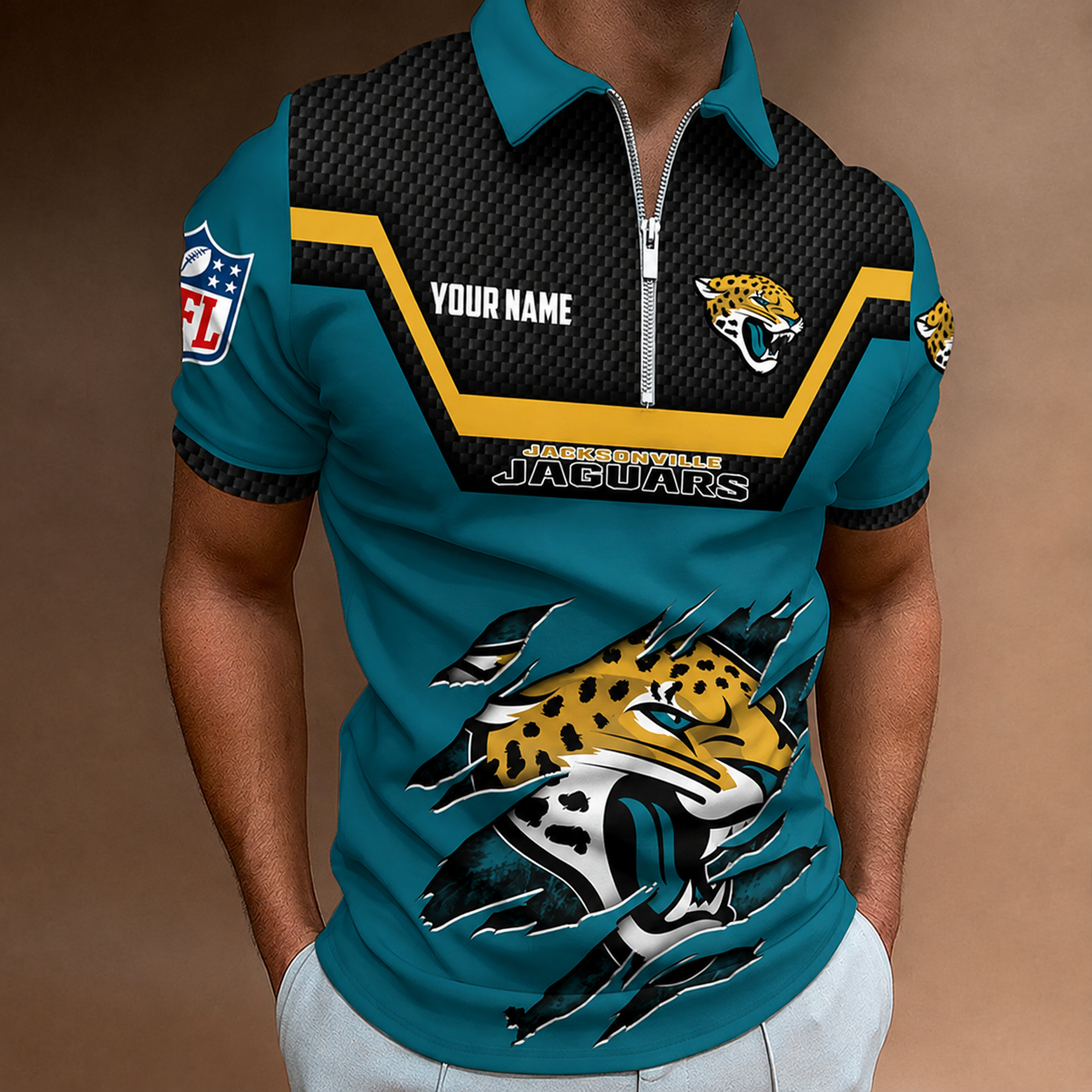LIMITED EDITION - NEW CUSTOMIZED NFL30 JSJ JACKSONVILLE JAGUARS T-SHIRT, POLO SHIRT, ZIP POLO SHIRT, SWEATSHIRT, HOODIE & ZIP HOODIE