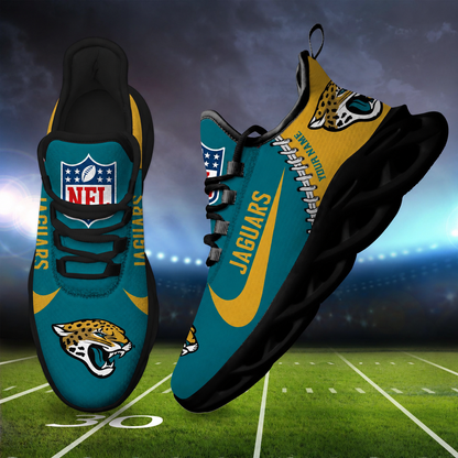 LIMITED EDITION - NEW CUSTOMIZED NFL30 JSJ JACKSONVILLE JAGUARS UNISEX MAX SOUL SHOES