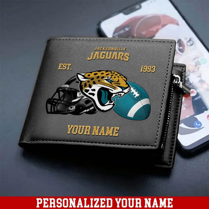 LIMITED EDITION - NEW CUSTOMIZED NFL30 JSJ JACKSONVILLE JAGUARS LEATHER WALLET