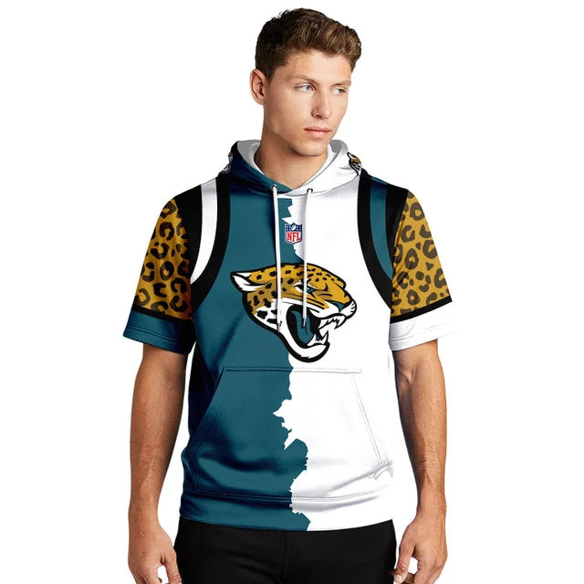 LIMITED EDITION - NEW CUSTOMIZED NFL30 JSJ JACKSONVILLE JAGUARS SHORT SLEEVE HOODIE T-SHIRT