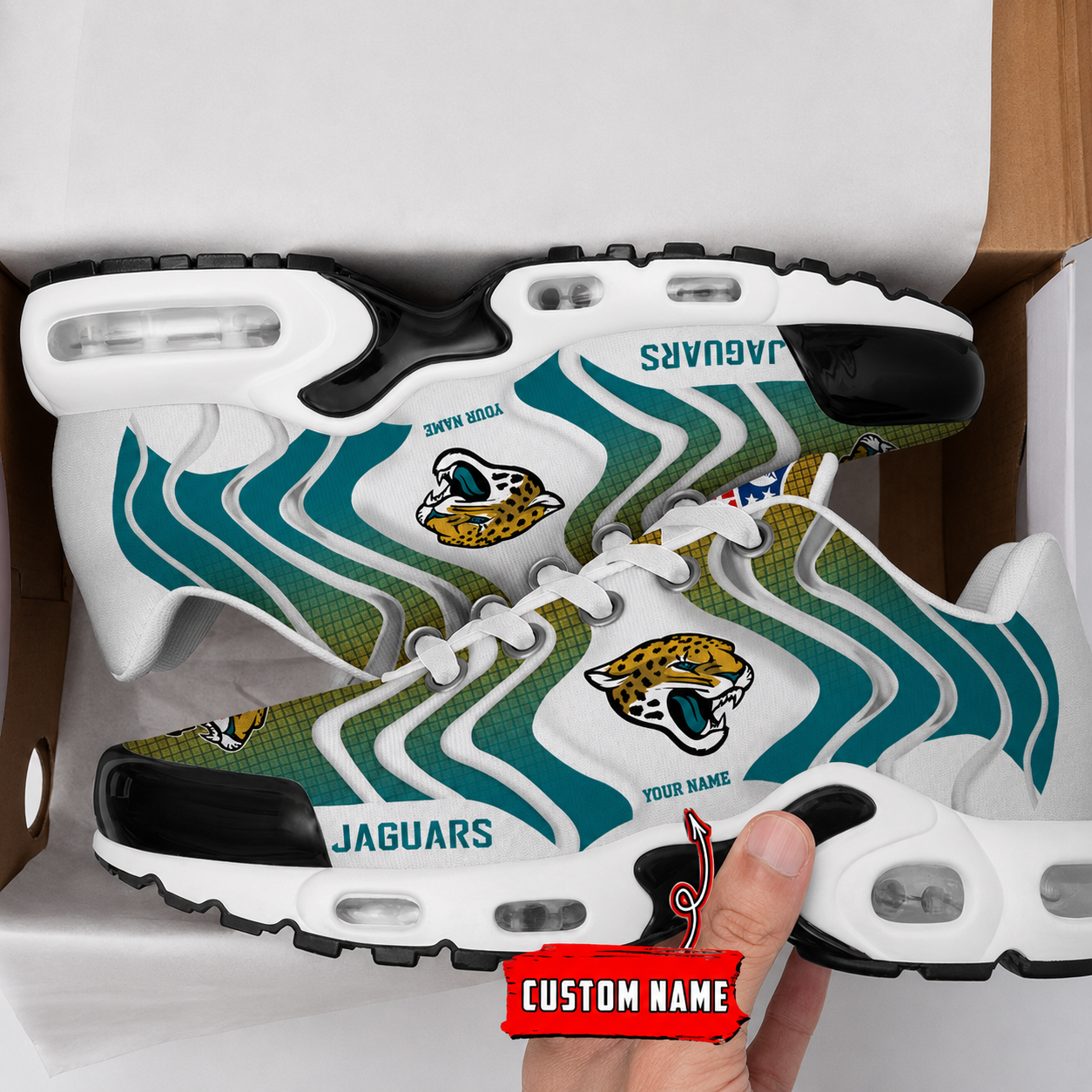 LIMITED EDITION - NEW CUSTOMIZED NFL30 JSJ JACKSONVILLE JAGUARS AIR MAX PLUS SNEAKERS