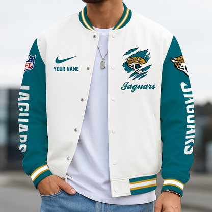 LIMITED EDITION - NEW CUSTOMIZED NFL30 JSJ JACKSONVILLE JAGUARS BASEBALL JACKET
