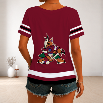 [SUPER SALE] NEW CUSTOMIZED NHL30 AZC ARIZONA COYOTES V-NECK FEMALE SHIRT