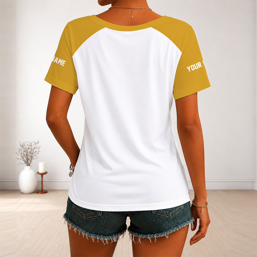 [SPECIAL OFFER] NEW CUSTOMIZED NFL30 JSJ JACKSONVILLE JAGUARS V-NECK FEMALE SHIRT