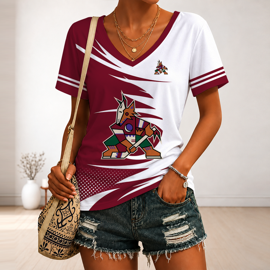 [SUPER SALE] NEW CUSTOMIZED NHL30 AZC ARIZONA COYOTES V-NECK FEMALE SHIRT