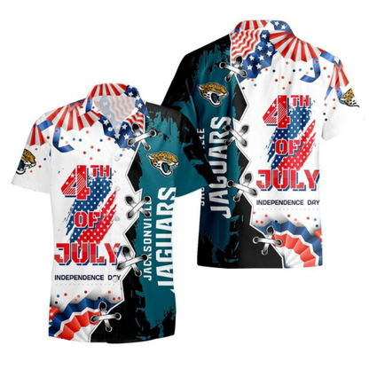 MEGA SALE - NEW CUSTOMIZED NFL30 JSJ JACKSONVILLE JAGUARS INDEPENDENCE DAY HAWAIIAN SHIRT
