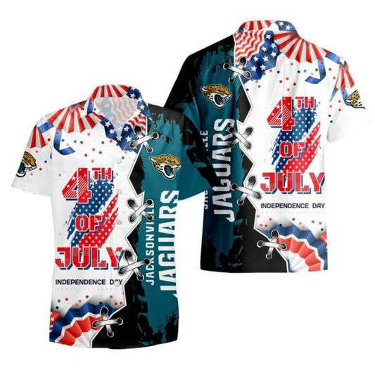 MEGA SALE - NEW CUSTOMIZED NFL30 JSJ JACKSONVILLE JAGUARS INDEPENDENCE DAY HAWAIIAN SHIRT