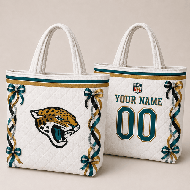 SPECIAL EDITION - NEW CUSTOMIZED NFL30 JSJ JACKSONVILLE JAGUARS QUILTED TOTE BAG