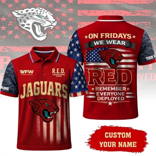 VIRAL EDITON - NEW CUSTOMIZED NFL30 JSJ JACKSONVILLE JAGUARS INDEPENDENCE DAY POLO SHIRT, ZIP POLO SHIRT & T-SHIRTS