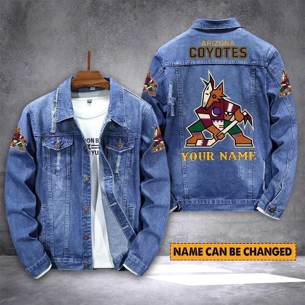 ELITE EDITION - NEW CUSTOMIZED NHL30 AZC ARIZONA COYOTES DENIM JACKET