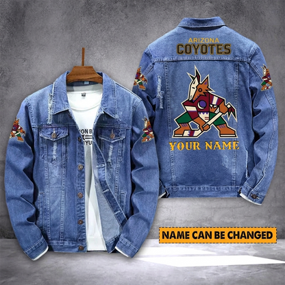 ELITE EDITION - NEW CUSTOMIZED NHL30 AZC ARIZONA COYOTES DENIM JACKET