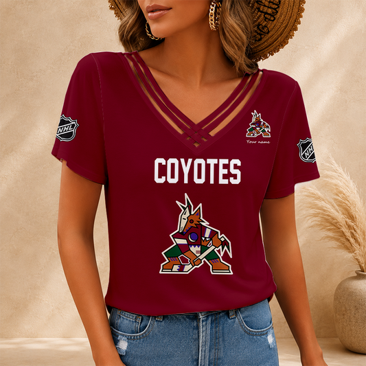 [SUPER SALE] NEW CUSTOMIZED NHL30 AZC ARIZONA COYOTES V-NECK SHIRT